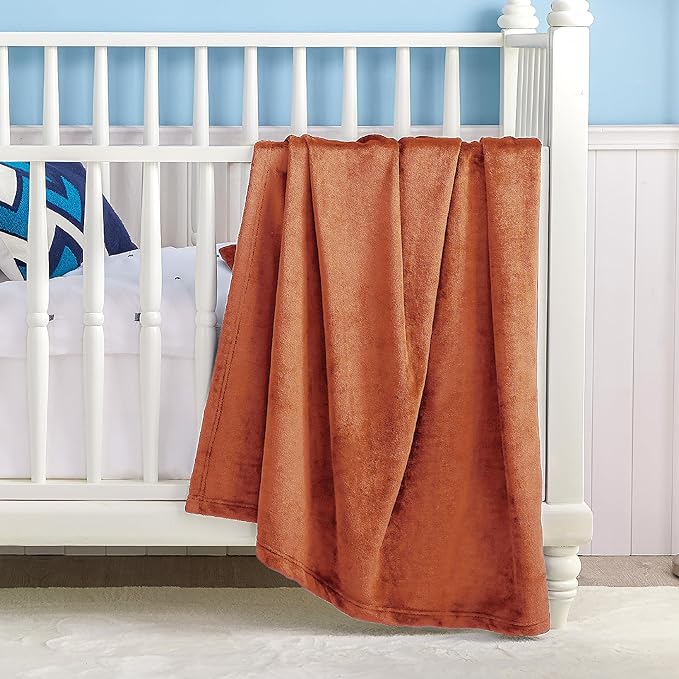 Bedsure GentleSoft Bedding Fleece Blanket for Girls and Boys - Soft Cozy Cute Small Throw Blankets for Travel, 43x55 Inches, Dark Orange