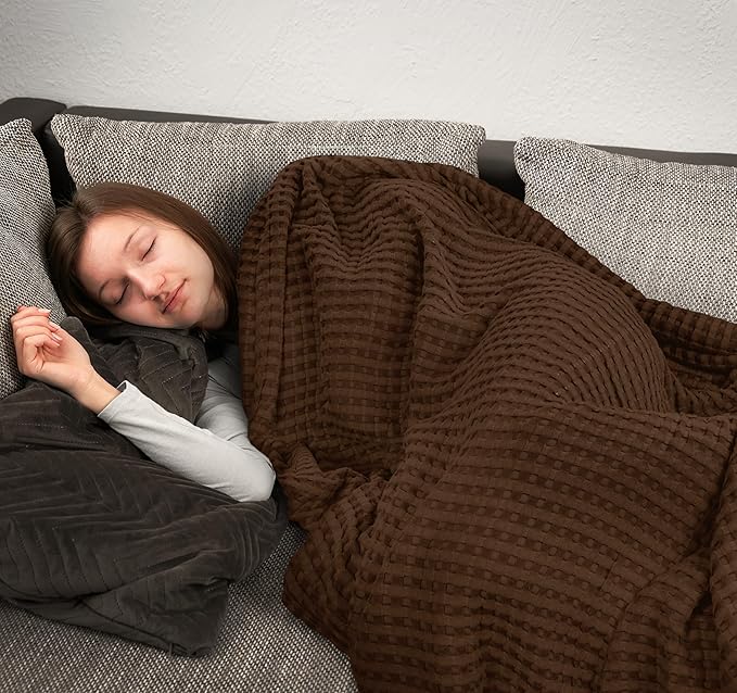 Utopia Bedding Brown 100% Cotton Waffle Blanket 300 GSM [Queen - 90x90 Inch] Soft Lightweight Breathable Bed Blanket for All Season