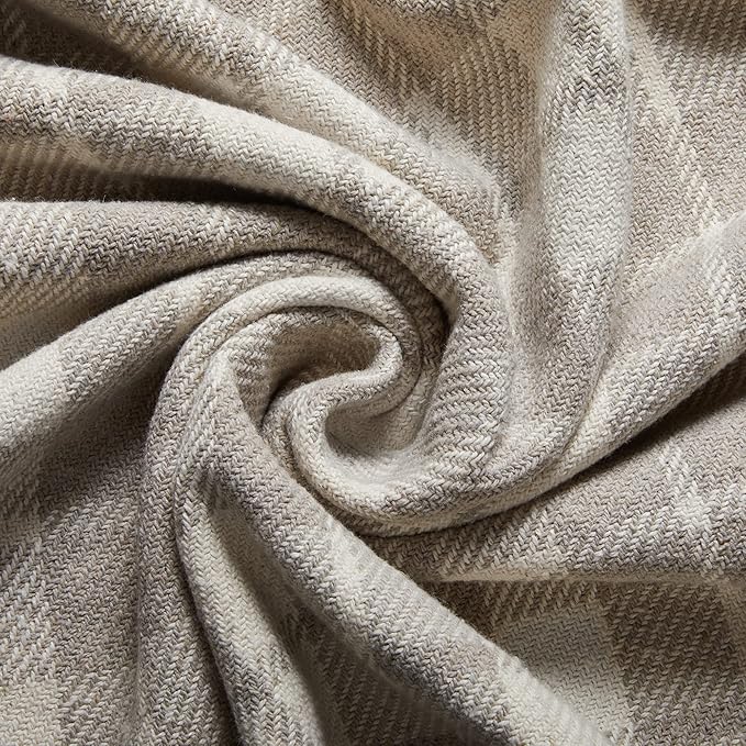 Americanflat 50x60 Throw Blanket - Soft and Breathable Cotton Throw Blanket for Couch, Bed, Chair - Decorative Blankets Perfect for Home, Office, or Outdoor Use - Cream and Beige Plaid Design