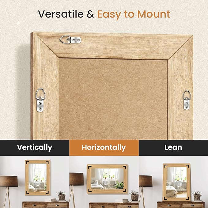 Bathroom Mirror for Wall with Wooden Frame,36"x24"Solid Wood Vanity Mirror for Farmhouse, Bathroom, Bedroom Decor, Vertical or Horizontal Hanging(White)