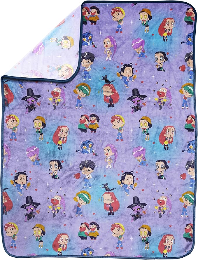 Jay Franco Kids Plush Throw Blanket – Ultra Soft Cozy Plush Fleece for Bed, Couch, Sofa, Home Décor, Official Licensed Huntrix and Saja Boys, Light Purple - Kpop Demon Hunters, 40x50 - Travel Blanket