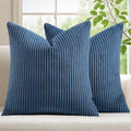 Mecatny Corduroy Decorative Throw Pillow Covers 26x26 Set of 2 for Sofa Living Room, Soft Neutral Boho Couch Pillow Covers for Home Decor, Navy Blue