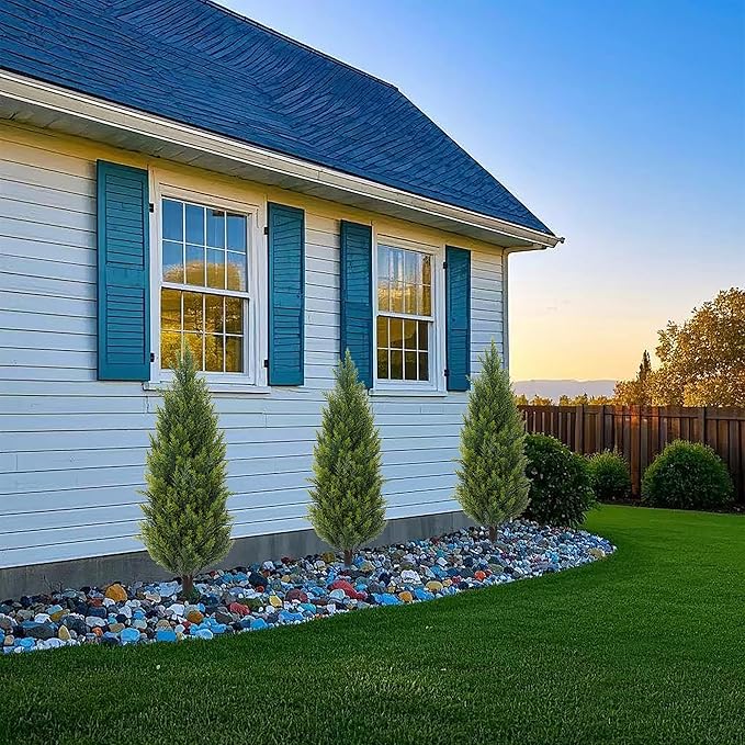 ECOLVANT 3FT Artificial Cedar Topiary Trees with Ground Spike, Set of 2 Faux Cypress Plants UV Resistant Artificial Pine Shrubs Fake Bushes for Outdoor Indoor Front Porch Garden