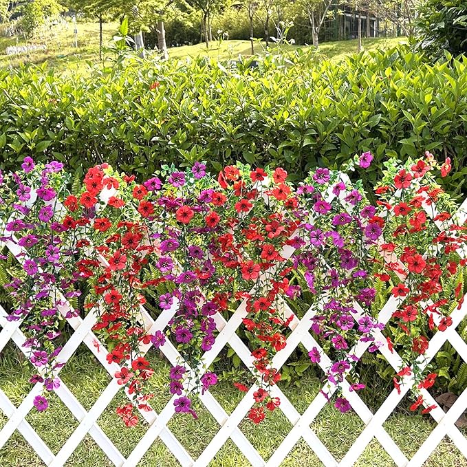Artificial Flowers for Outdoors Spring Decor, 6 Bundles UV Resistant Realistic Fuax Silk Hanging Flowers, Fake Plants for Planter Indoor Outside Garden Porch Patio Balcony Yard Farmhouse