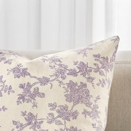 100% Cotton French Pastoral Throw Pillow Covers Set of 2, 16x16 Inch Purple Farmhouse Decorative Cushion Covers for Sofa Bed Living Room Home Decor