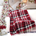 BATTILO HOME Christmas Red Plaid Throw Blanket for Couch, Bed, Super Soft Red Plaid Scarf, Throw Blanket, Christmas Decorative Throw with Tassels 50"x60"