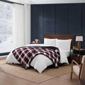 Tommy Hilfiger - Blanket, Ultra-Soft Plush Throw Blanket for Bed or Couch, Cozy Plaid Bedding with Solid Reverse & Tailored Hem, Medium Weight for Year Round Comfort (Derby Plaid Red, 50" x 70")