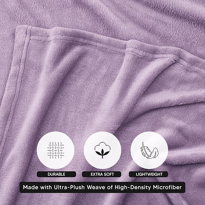 Utopia Bedding Lilac Fleece Blanket California King Size Lightweight Fuzzy Soft Anti-Static Microfiber Bed Blanket (102x96 Inch)