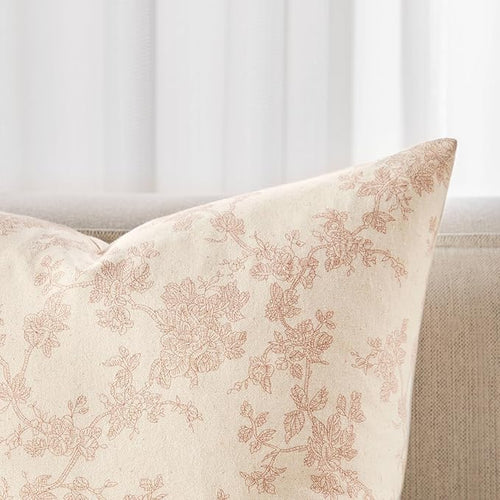 100% Cotton French Pastoral Throw Pillow Covers Set of 2, 24x24 Inch Taupe Farmhouse Decorative Cushion Covers for Sofa Bed Living Room Home Decor