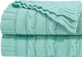 NTBAY 100% Pure Cotton Oversize (60x80) Cable Knit Throw Blanket, Super Soft Warm Knitted Throw Blanket for Bed, Sofa, Chair, Couch - Extra Cozy, Machine Washable, Comfortable Home Decor, Mint