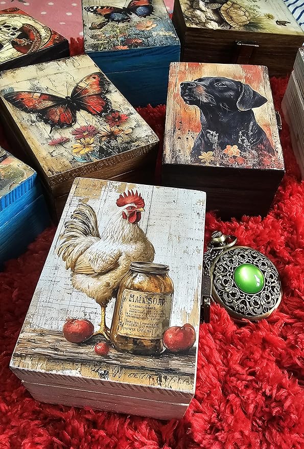 RK Collections Rooster Trinket Box Small Jewelry Keepsake Box | Storage Box for Girls Women | Gift Idea, Animal Lover Ornaments for Home Décor (4 x 2.75)