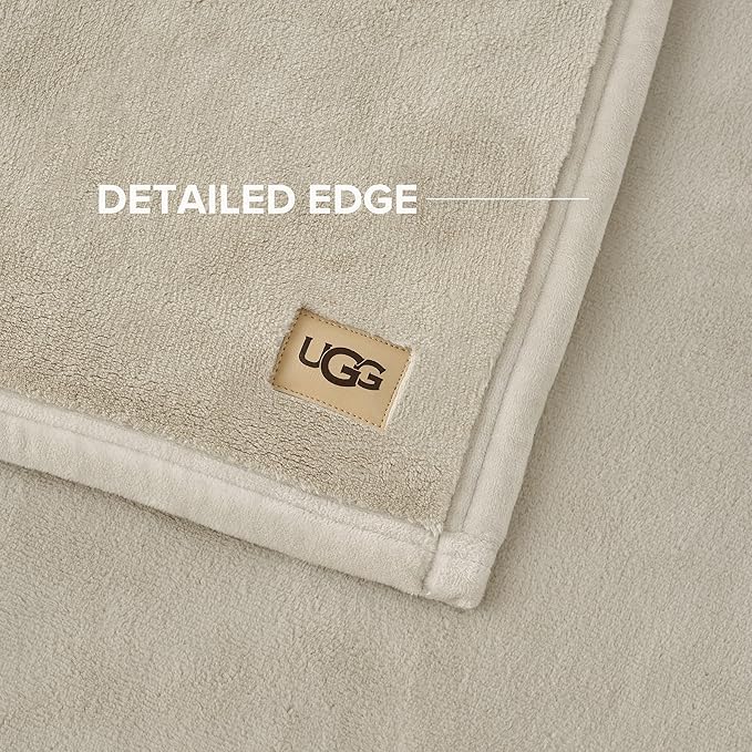 UGG Coco Plush Fleece Throw Blanket – Soft & Cozy Blanket for Couch, Bed & Sofa, Perfect for Home Decor, House Warming Gifts or Luxurious Birthday Gifts for Women, 50" x 70", Ivory Shoreline
