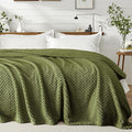 Exclusivo Mezcla Twin Size Fleece Blanket for Bed, Extra Soft Warm Decorative Fuzzy Blanket for Women, Lightweight Cozy Bedding Blankets, 60x80 Inches, Olive Green