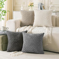 Set of 4 Grey White Taupe Decorative Throw Pillow Covers 22x22 Inch Corduroy Pillow Covers for Bed Couch Sofa Living Room Soft Square Cushion Cases