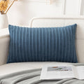UGASA 14x24 Inch Pillow Cover Pack of 1 Soft Boho Stripe Corduroy Long Rectangular Lumbar Cushion Cover Farmhouse Decorative Throw Pillowcase for Bed, Couch, Sofa, Bedroom, Living Room, Dusty Blue