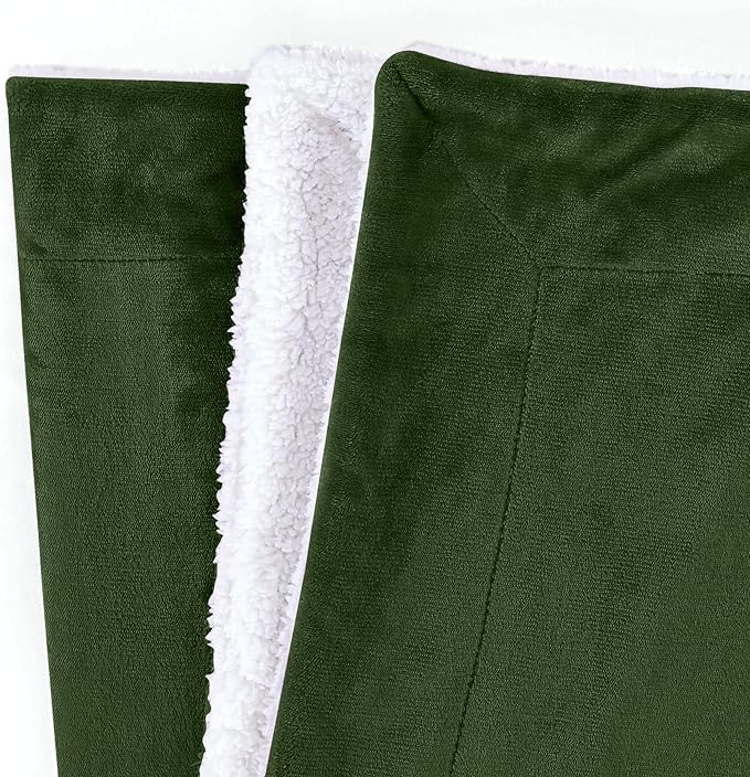 Mocassi Premium Ultra-Soft Flannel Fleece Sherpa Throw Blanket - Warm Cozy Reversible Plush Micromink Blanket for Couch, Bed and Sofa - Fluffy, Christmas Winter Bedding Gift, King, Sage