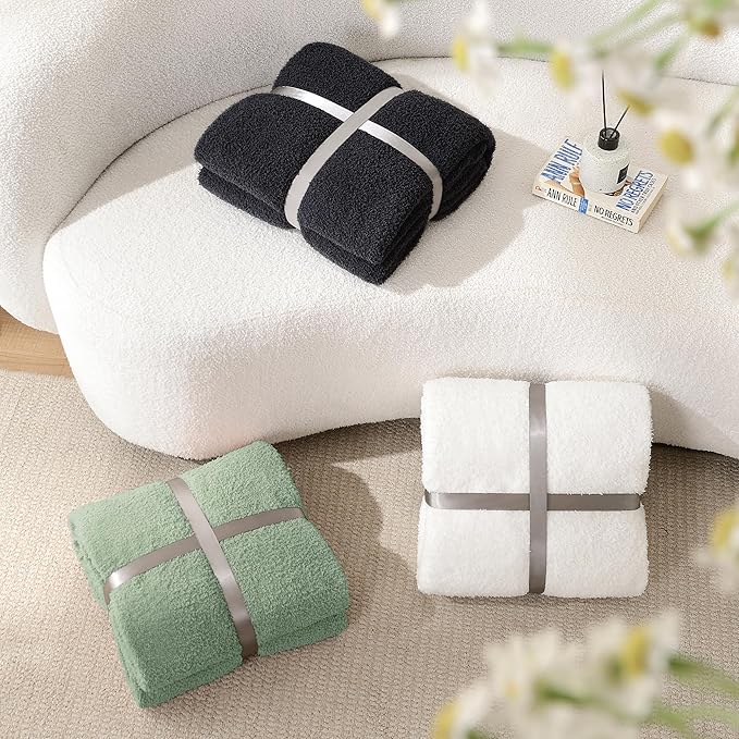 JOOJA Throw Blanket for Couch Super Soft Blankets for Bed Comfy Cozy Blanket Knit Fuzzy Plush Fleece Blanket Gift for Women Lightweight Blanket for Living Room Sofa 50 x 60 Inches Sage