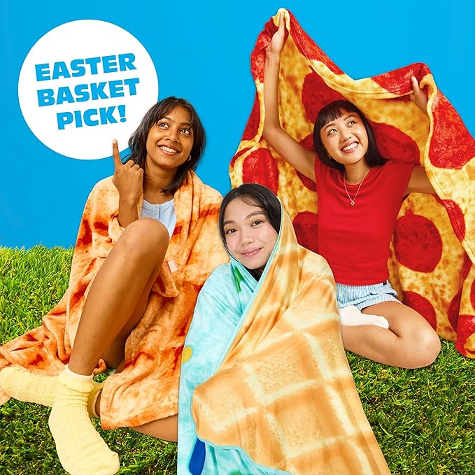 Cozy Concepts Co. Pizza by Relatable Viral Trend Throw Blanket, Looks Like Giant Pizza to Wrap Yourself Up, Fun Easter Blanket Room Decor or Easter Basket Stuffers Gift, Large 65” Cozy Fleece Blanket