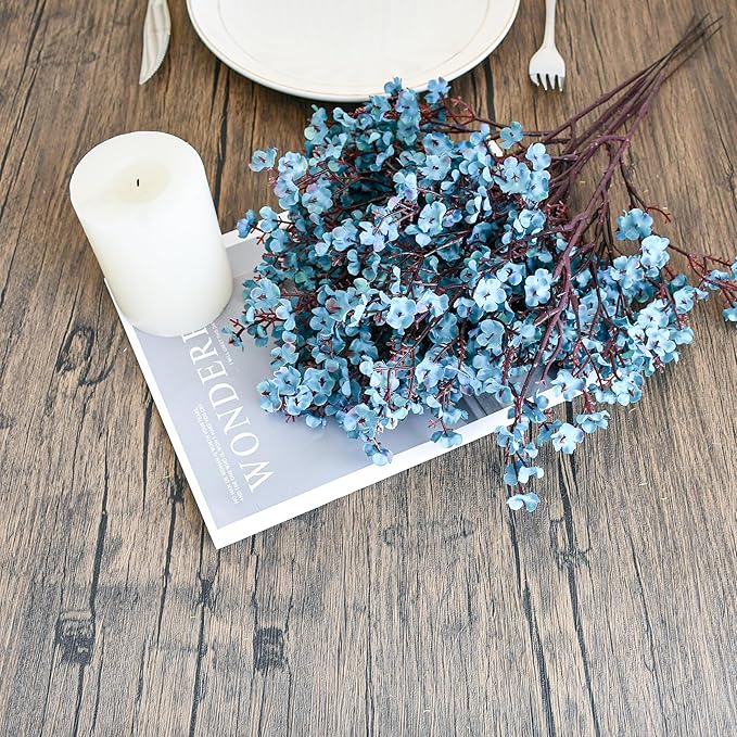 Mandy's Teal Artificial Baby’s Breath Flowers 15 Bundles Silk Gypsophila, 18.5 Inch European Style Modern Home Decor Centerpiece, Neutral Wedding Flower Arrangements
