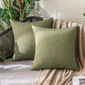 MIULEE Pack of 2 Decorative Outdoor Solid Waterproof Throw Pillow Covers Faux Linen Garden Farmhouse Cushion Cases for Patio Tent Balcony Couch Sofa 18x18 Inch Dark Green