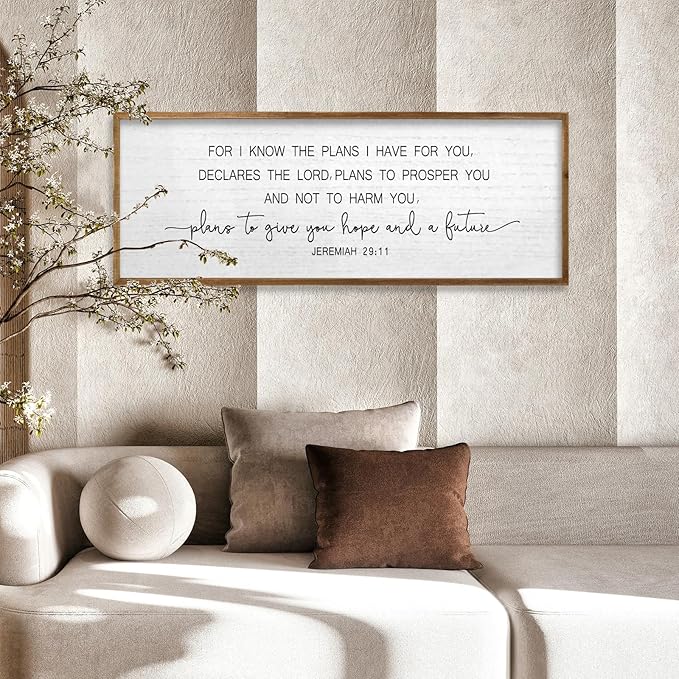 TQianJiang Jeremiah 29:11 Wall Art Bible Verse 40"x15" For I Know The Plans I Have For You Sign Large Christian Scripture Blessing Hanging Decoration (Wood