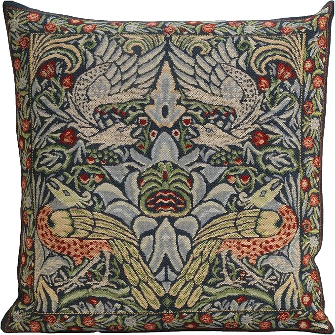 Charlotte Home Furnishings Throw Pillow Covers 16x16 in Blue Peacock Decorative Couch Pillow Cover Boho Decor European Tapestry Cushion Cases Living Room Cozy Home Decor Jacquard Woven Soft Cotton