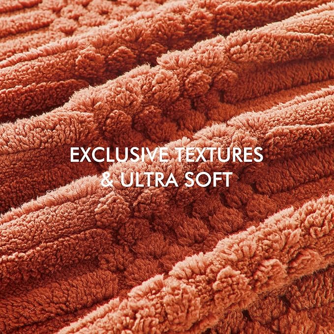 lifein Throw Blanket for Couch-Rust Boho Throw Blanket, Soft Fleece Plush Lightweight Blankets&Throws for All Seasons, Fuzzy Fall Decorative Blankets for Livingroom Bed Sofa Chair (50x60, Rust)