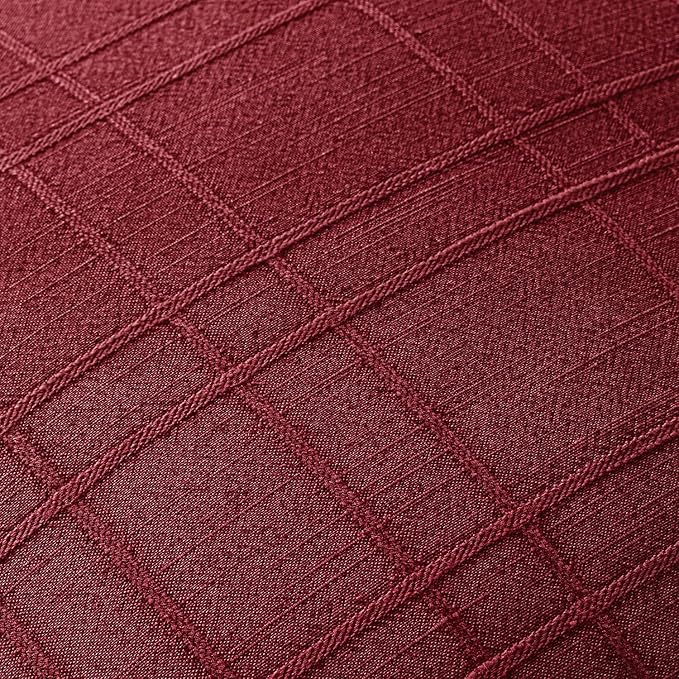 MIULEE Decorative Linen Check Euro Shams Throw Pillow Covers Neutral Farmhouse Vintage Pillow Covers 24x24 Set of 2 Boho Modern Home Decor for Sofa Couch Bedroom Cushion Burgundy