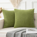 UGASA Plush Velvet Corduroy Throw Euro Pillow Sham Cushion Cover for Bed, 2 Pcs, 26" x 26" (66 x 66 cm), Green