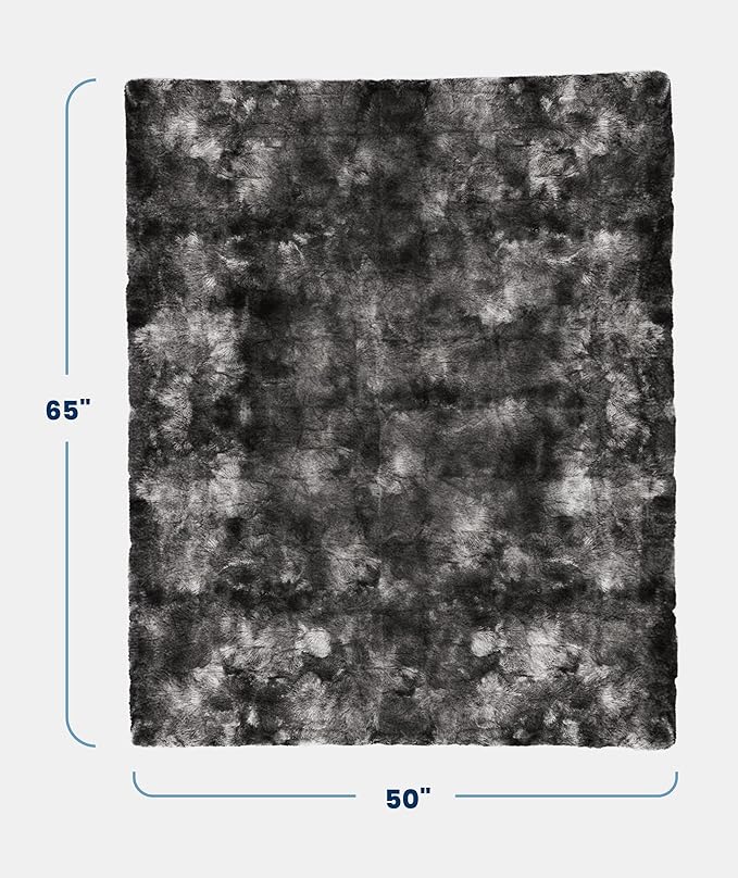 Everlasting Comfort Gray Faux Fur Throw Blanket for Couch – 50"x65" Minky Plush & Fluffy Throw, Soft Cozy Cover for Bed, Sofa & Living Room Home Decor (Pack of 2)