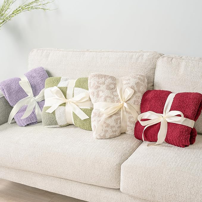 PAVILIA Super Soft Throw Blanket for Couch, Fluffy Cozy Lightweight Purple Blanket, Fuzzy Warm Knit Blanket for Bed Sofa, Lavender Lilac, 50x60