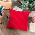UGASA Valentines Striped Soft Solid Decorative Square Throw Pillow Covers Set Cushion Cases Pillowcases for Sofa Bedroom, 1 Pc, 18x18inch,Red