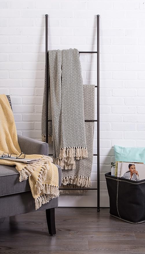 DII Chevron Throw Collection Handloomed Cotton, 50x60, Dark Brown