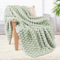 Whale Flotilla Throw Blanket for Couch with Jacquard Pattern, Fuzzy Soft Cozy Exquisite Blankets for All Season, Warm and Fluffy, 50x60 Inch, Sage Green