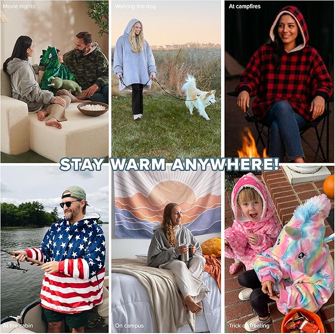 Bare Home Wearable Blanket Hoodie - Soft Plush Sherpa - Warm and Cozy - Oversized Wearable Blanket - Adult & Kid Sizes