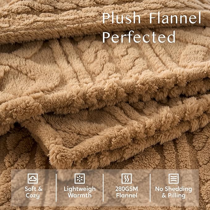 Joiedomi Queen Size Blanket for Bed, Soft Brown Fleece Blankets Gifts for Women Mom Girls, 280GSM Cozy Cute Soft Throw Home Room Decor Aesthetic Gifts 90x90 Inches