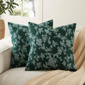 100% Cotton French Pastoral Throw Pillow Covers Set of 2, 22x22 Inch Background/Green Farmhouse Decorative Cushion Covers for Sofa Bed Living Room Home Decor