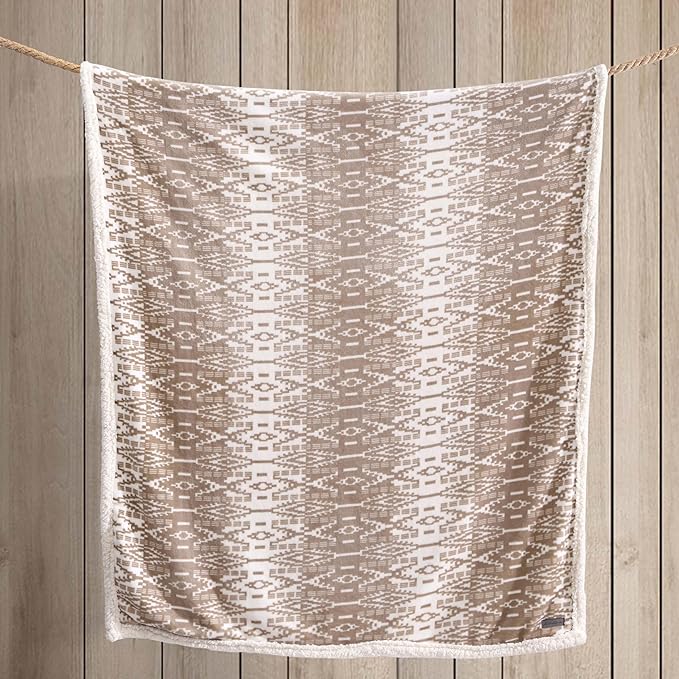 Eddie Bauer - Throw Blanket, Brushed Fleece & Plush Sherpa Bedding, Blanket for Couch & Bed (San Juan Oyster, 50" x 60")