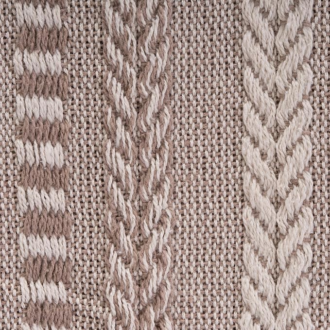 DII Braided Striped Decorative Throw Blanket, 50x60, Stone