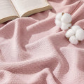 Bedsure GentleSoft 100% Cotton Blanket Queen Size for Bed - Breathable and Lightweight, Soft Cozy Textured Herringbone Woven Blanket for Summer Spring, Pink, 90x90 inches