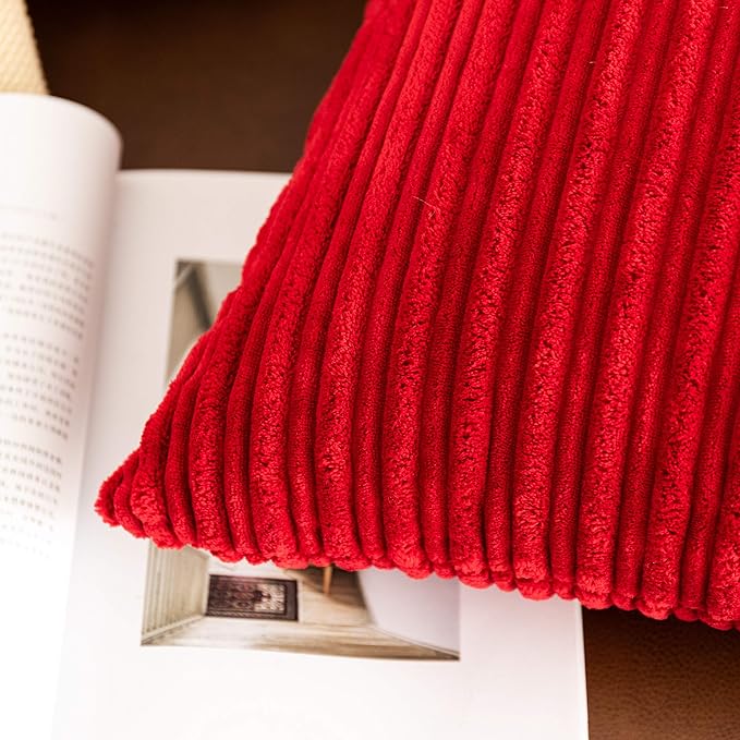 UGASA Pack of 2 Christmas Velvet Soft Warm Throw Pillow Covers Set Cushion Cases Pillowcases for Livingroom/Bedroom/Sofa, 20"x20"(50x50cm), Burgundy