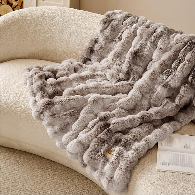 Bedsure GentleSoft Tie-dye Brown Fluffy Fuzzy Throw Blanket, Soft Cozy Fleece Faux Fur Blanket for Couch, Brown Room Decor Minky Velvet Bed Cover, Thick Warm Plush Women Men Birthday Gifts