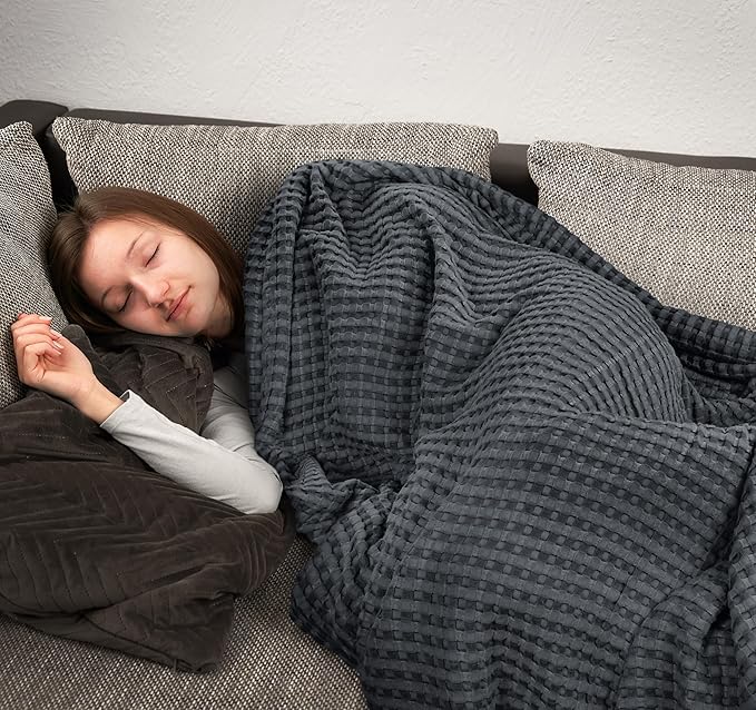 Utopia Bedding Charcoal 100% Cotton Waffle Blanket 300 GSM [Twin - 90x72 Inch] Soft Lightweight Breathable Bed Blanket for All Season