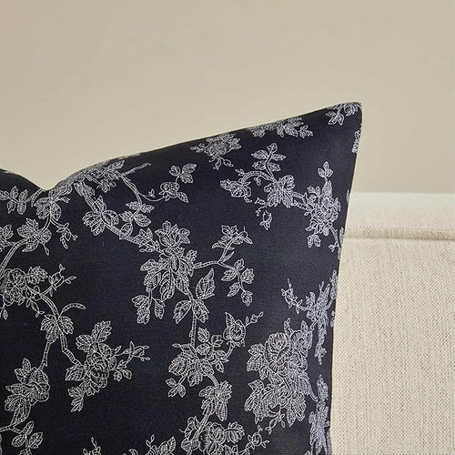 100% Cotton French Pastoral Throw Pillow Covers Set of 2, 18x18 Inch Background/Black Farmhouse Decorative Cushion Covers for Sofa Bed Living Room Home Decor