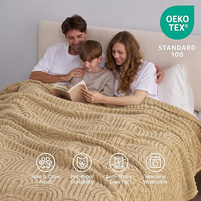 Joiedomi Queen Size Blanket for Bed, Soft Brown Fleece Blankets Gifts for Women Mom Girls, 280GSM Cozy Cute Soft Throw Home Room Decor Aesthetic Gifts 90x90 Inches