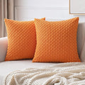MIULEE Orange Throw Pillow Covers Soft Corduroy Decorative Set of 2 Boho Striped Pillow Covers Pillowcases Farmhouse Home Decor for Halloween Couch Bed Sofa Living Room 18x18 Inch