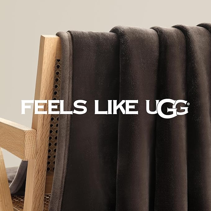 UGG Coco Plush Fleece Throw Blanket – Soft & Cozy Blanket for Couch, Bed & Sofa, Perfect for Home Decor, House Warming Gifts or Luxurious Birthday Gifts for Women, 50" x 70", Brown Root