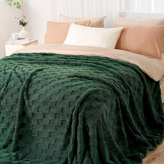 Zyrah Super Soft Throws for Couch Fleece Throw Blanket Lightweight Decorative Fuzzy Cozy Blankets for Sofa Chair Bed (B-Dark Green, Throw(50"x60"))