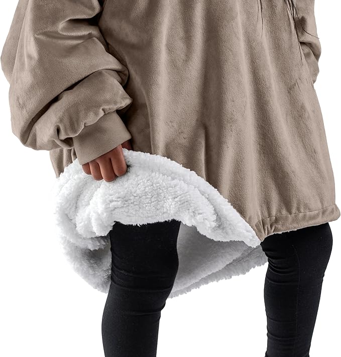 Bare Home Wearable Blanket Hoodie - Soft Plush Sherpa - Warm and Cozy - Oversized Wearable Blanket - Adult & Kid Sizes