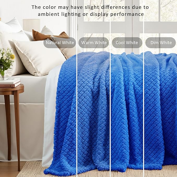 Exclusivo Mezcla Fleece Throw Blanket for Couch and Bed,Extra Soft Warm Decorative Fuzzy Throws for Women,Lightweight Cozy Blankets Size 50x60 Inches, Cobalt Blue